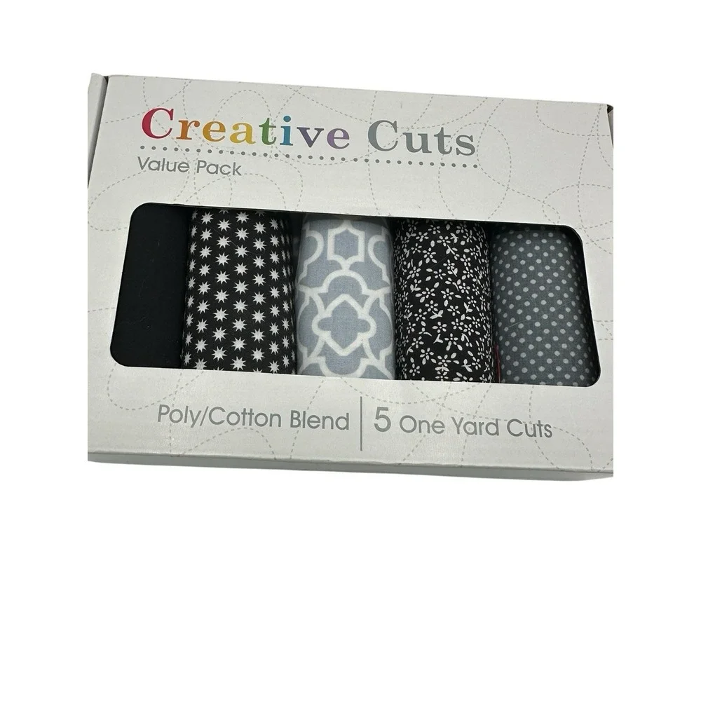 Fabric- Creative Cuts Value Pack Poly/Cotton Blend 5 One Yard Cuts‎ Black Gray